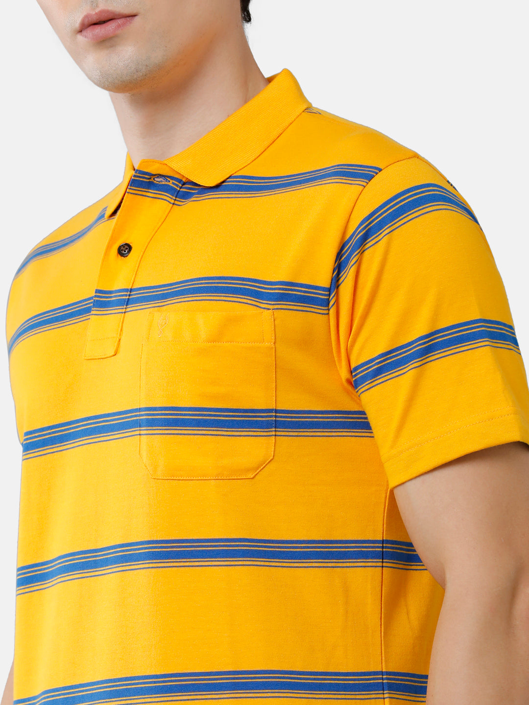 Classic Polo Mens Cotton Blend Half Sleeve Striped Authentic Fit Polo Neck Yellow Color T-Shirt | Avon 508 A