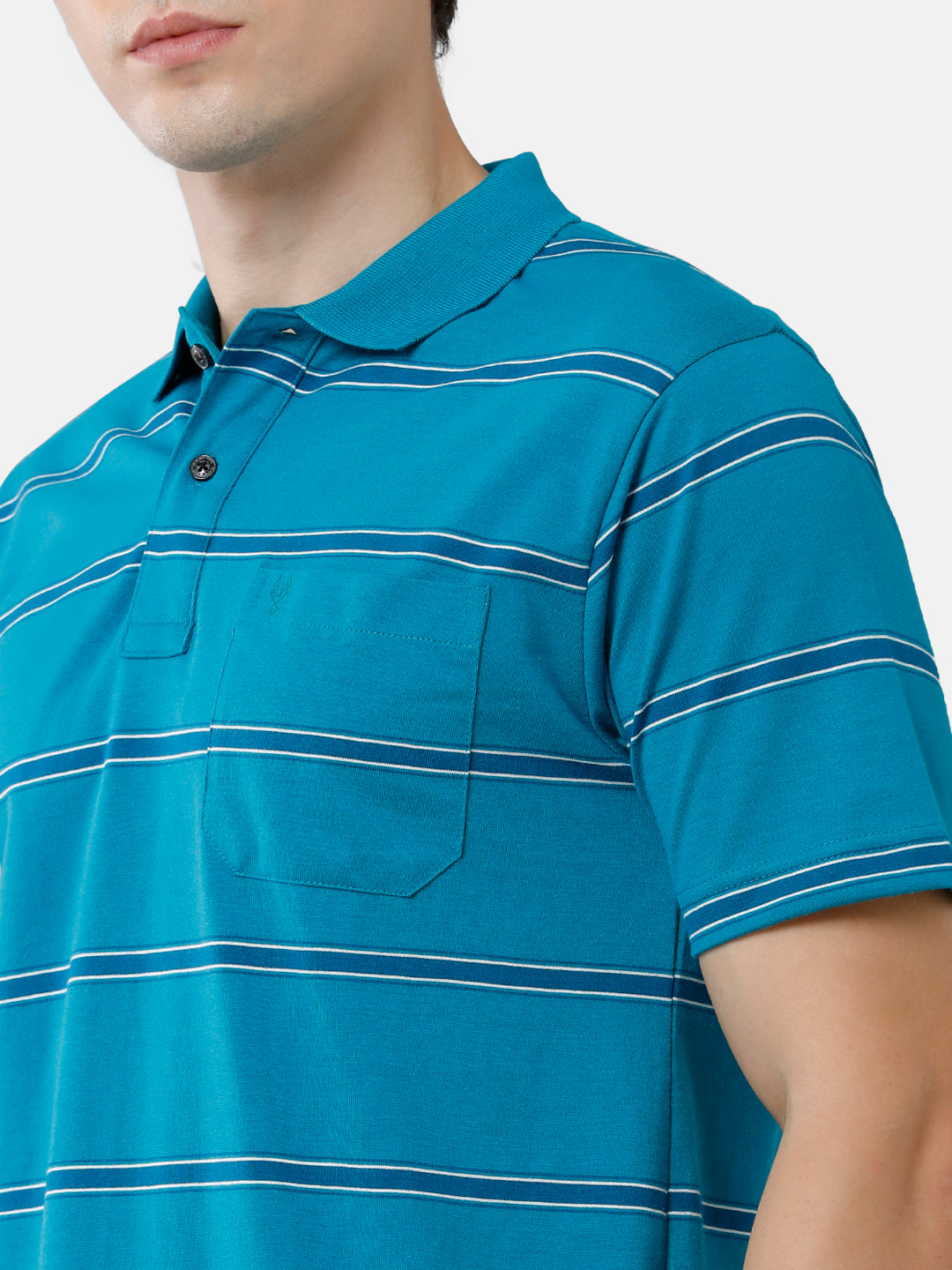 Classic Polo Mens Cotton Blend Striped Authentic Fit Polo Neck Blue Color T-Shirt | Avon 482 A