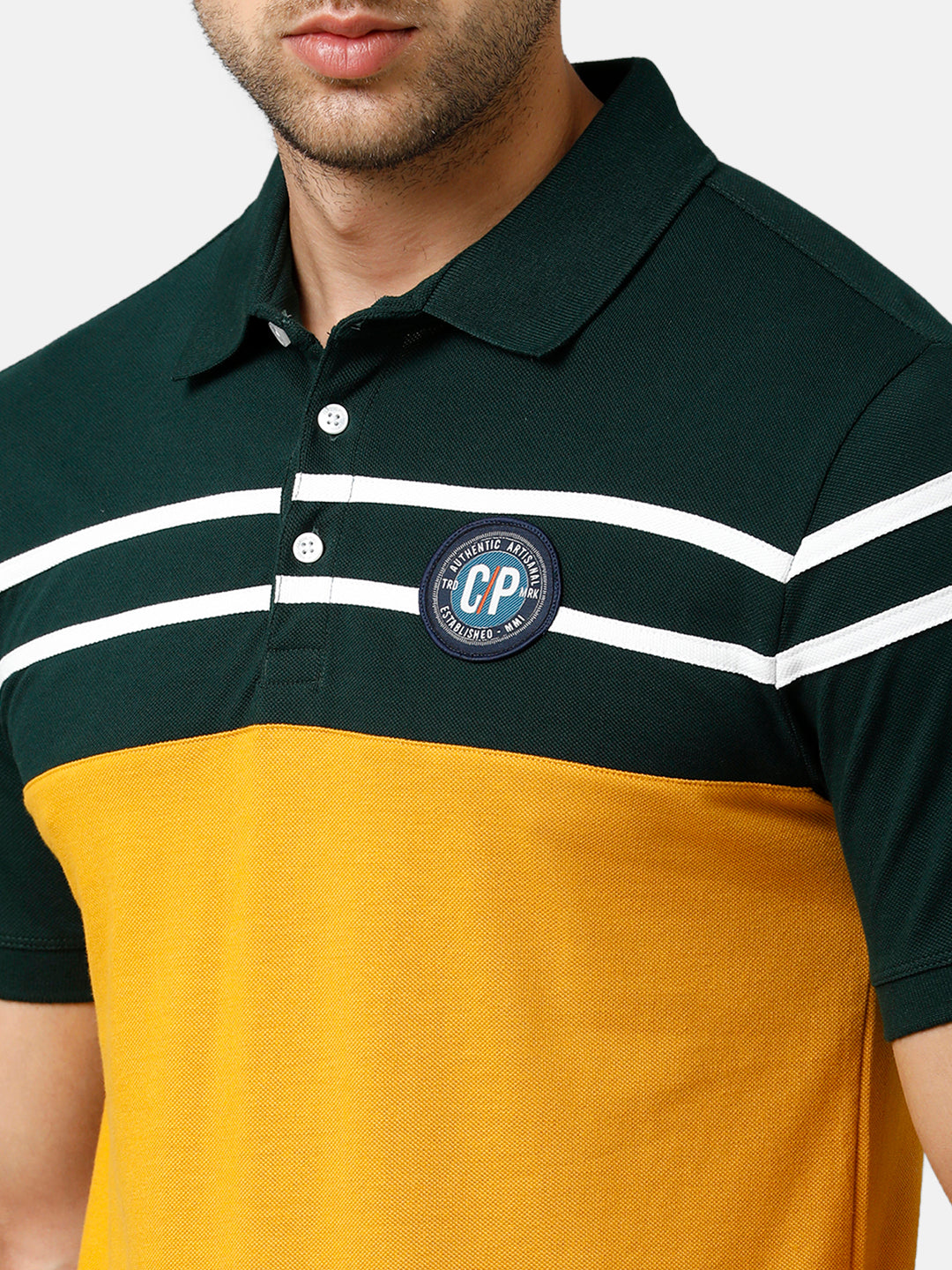 Classic Polo Mens Cotton Half Sleeve Color Block Slim Fit Polo Neck Multicolor T-Shirt | Prm 682 B