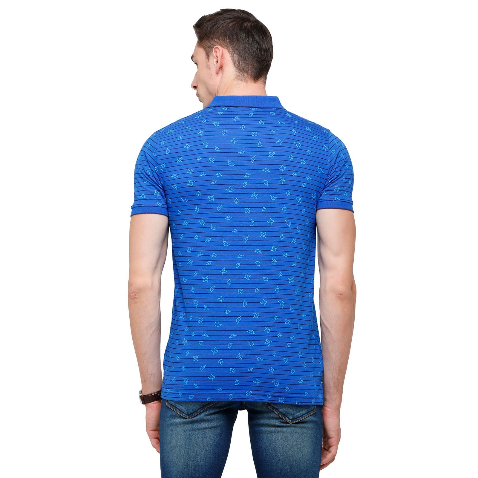 Classic Polo Mens Printed Half Sleeve 100% Cotton Royal Blue Polo Neck T-Shirt ( BELLO - 147 B SF P ) T-Shirt Classic Polo 