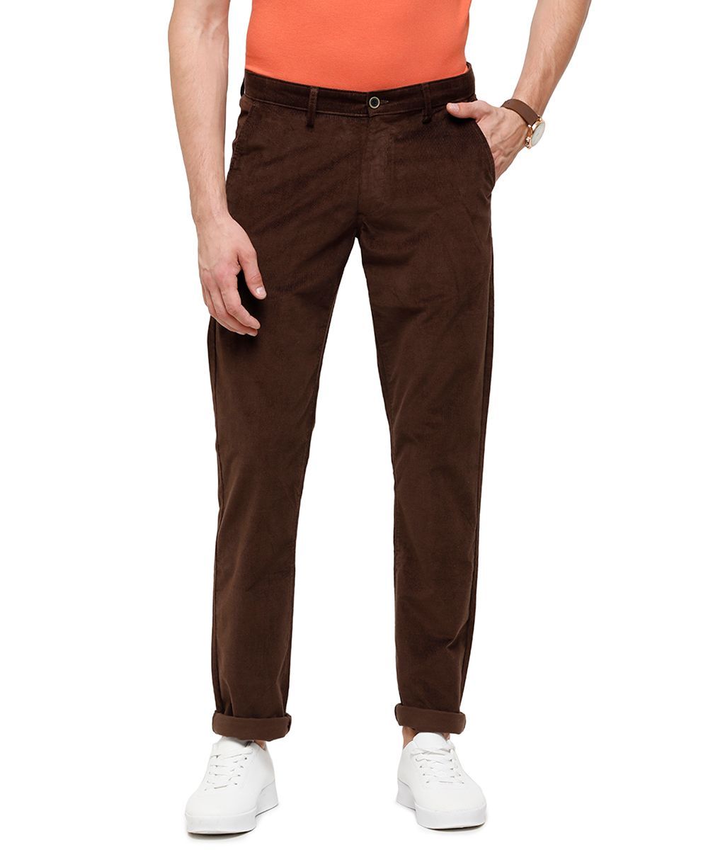 Classic Polo Mens Solid Cotton Blended Brown Trousers ( TM2-01 D-BRW-SL-LY ) classic polo trousers Classic Polo 