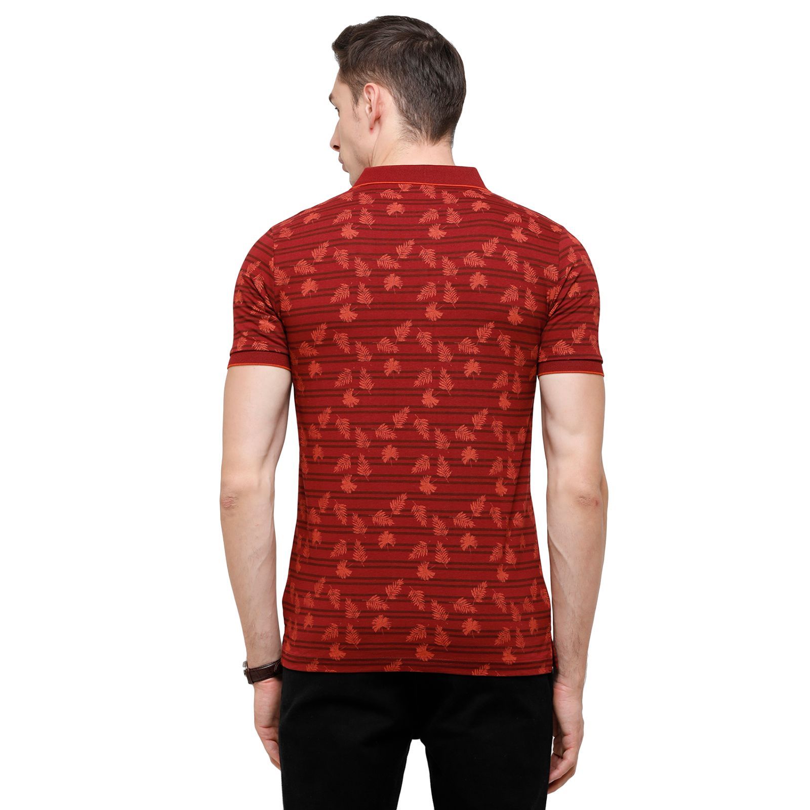 Classic Polo Mens Printed Half Sleeve 100% Cotton Red Polo Neck T-Shirt ( BELLO - 154 B SF P ) T-Shirt Classic Polo 