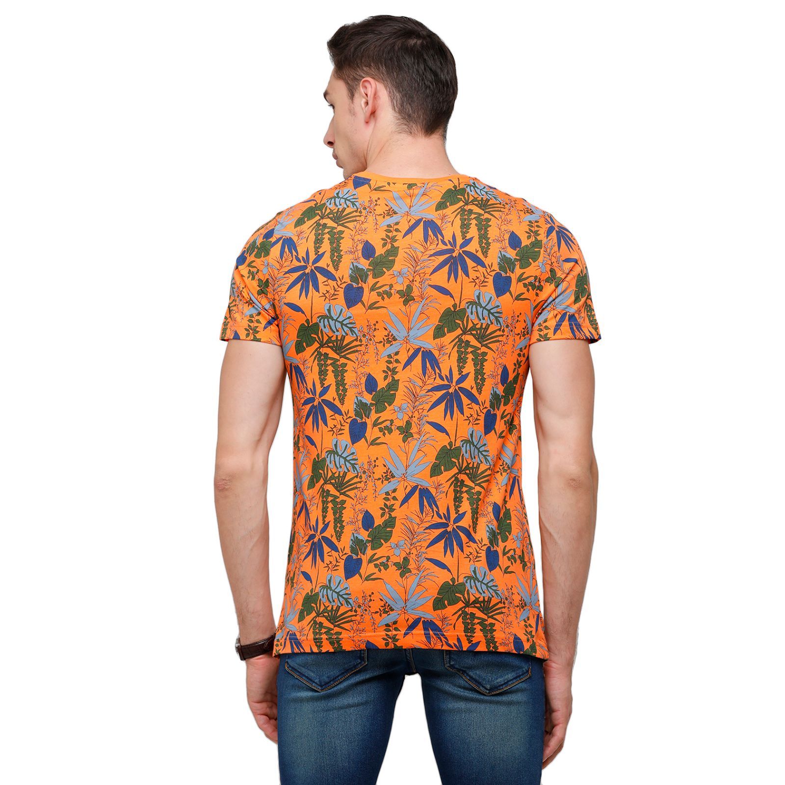 Swiss Club Mens Printed Half Sleeve 100% Cotton Orange Crew Neck T-Shirt ( CUB - 31 B SF C ) T-Shirt Swiss Club 