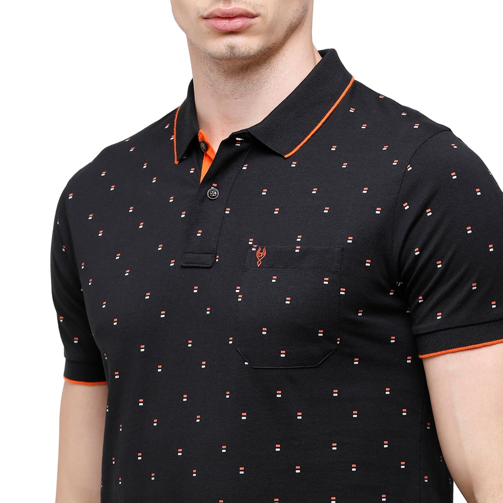 Classic Polo Mens Printed Half Sleeve 100% Cotton Black Polo Neck T-Shirt ( BELLO - 159 B SF P ) T-Shirt Classic Polo 