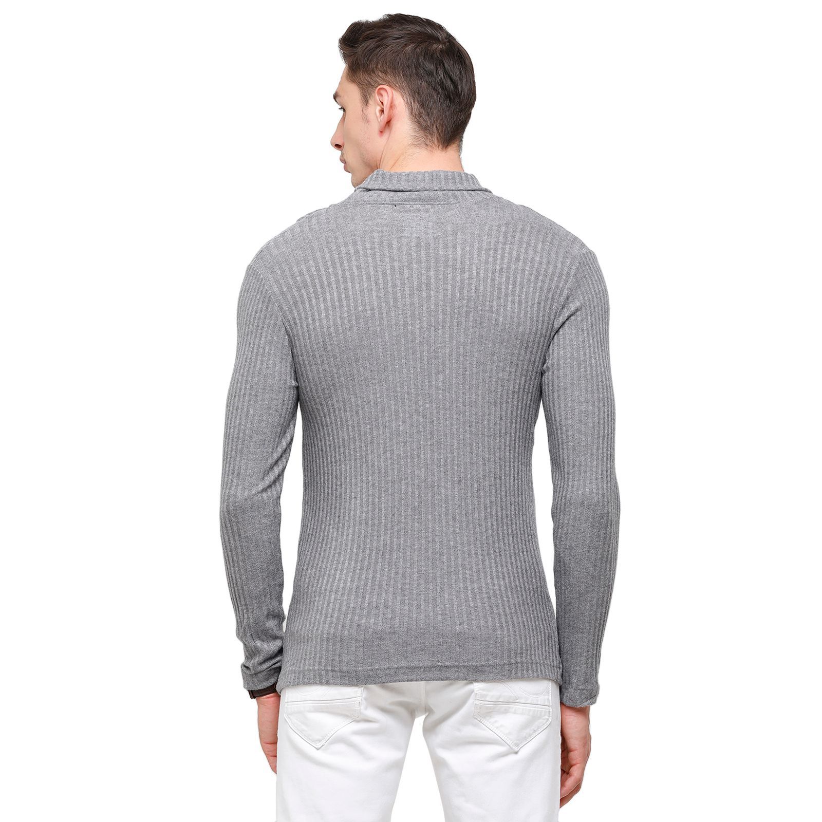 Classic Polo Men's Solid Grey Full Sleeve Slim Fit Henley T-Shirt ( VERNO - 272 A SF HN ) T-Shirt Classic Polo 
