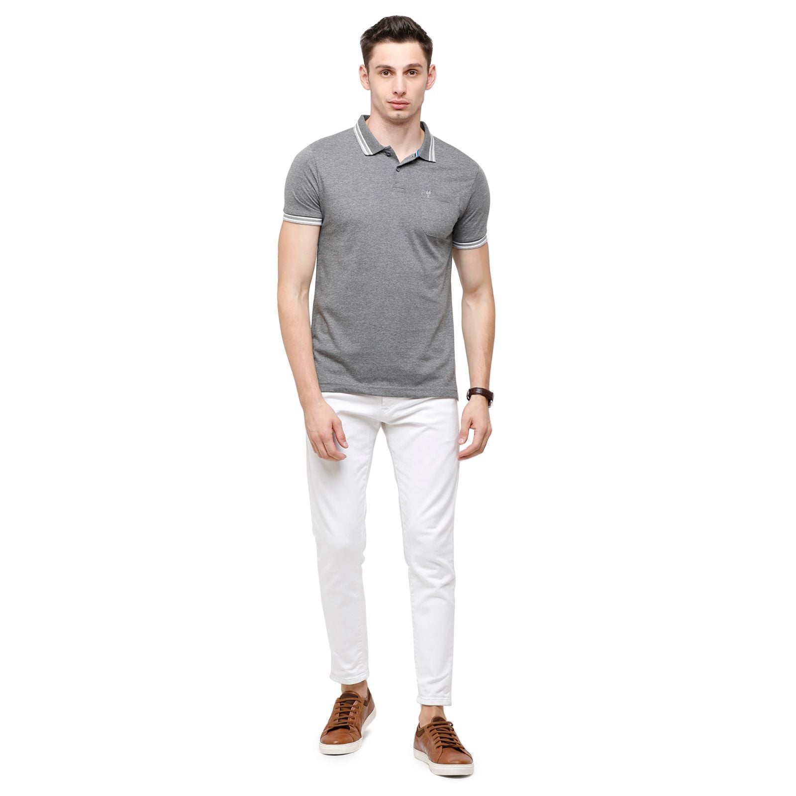 Classic polo Men's Dark Grey Sporty Polo Half Sleeve Slim Fit T-Shirt - Pristo Anthra Mel T-Shirt Classic Polo 