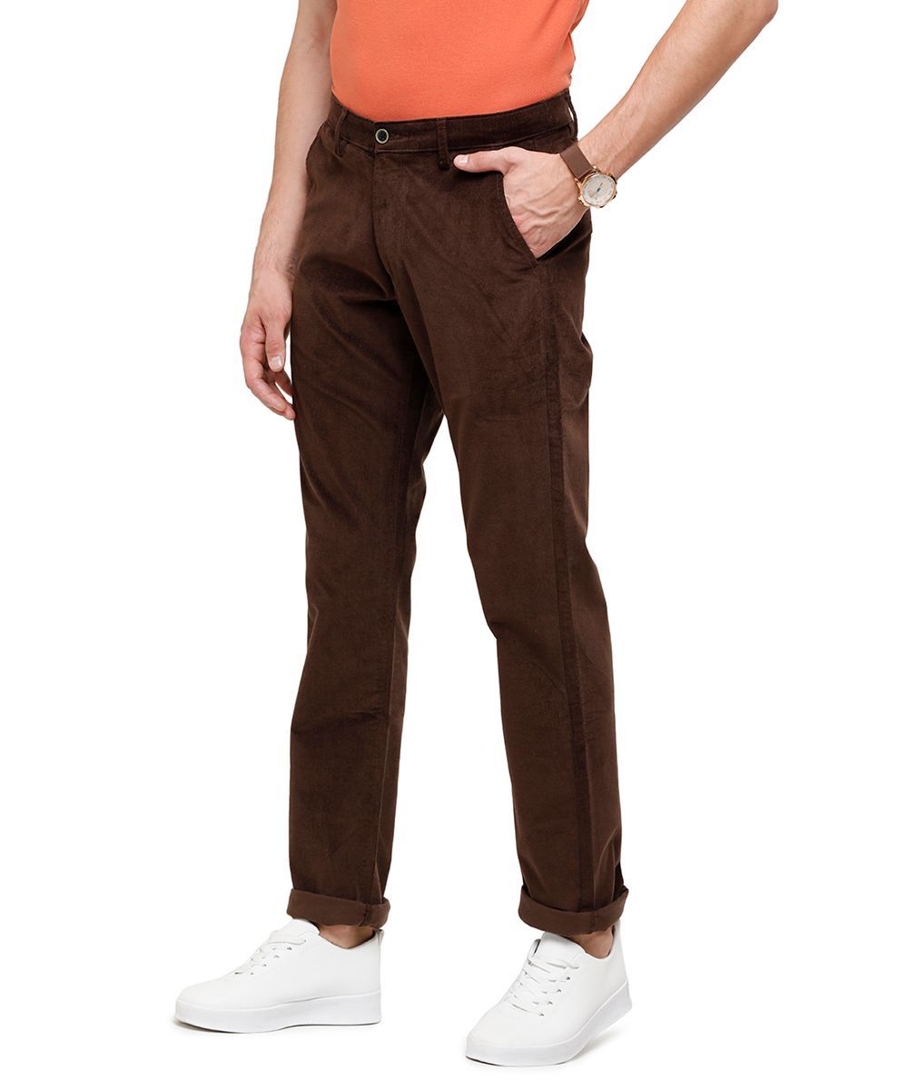 Classic Polo Mens Solid Cotton Blended Brown Trousers ( TM2-01 D-BRW-SL-LY ) classic polo trousers Classic Polo 