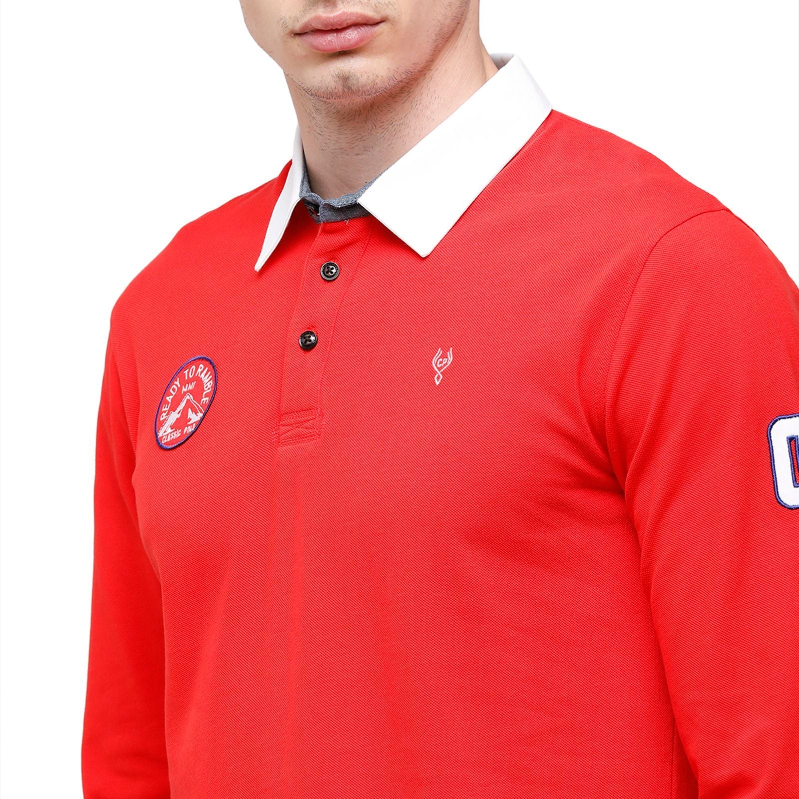 Classic Polo Men's Solid Red Polo Full Sleeve Slim Fit T-Shirt - VERNO - 251 A SF P T-Shirt Classic Polo 