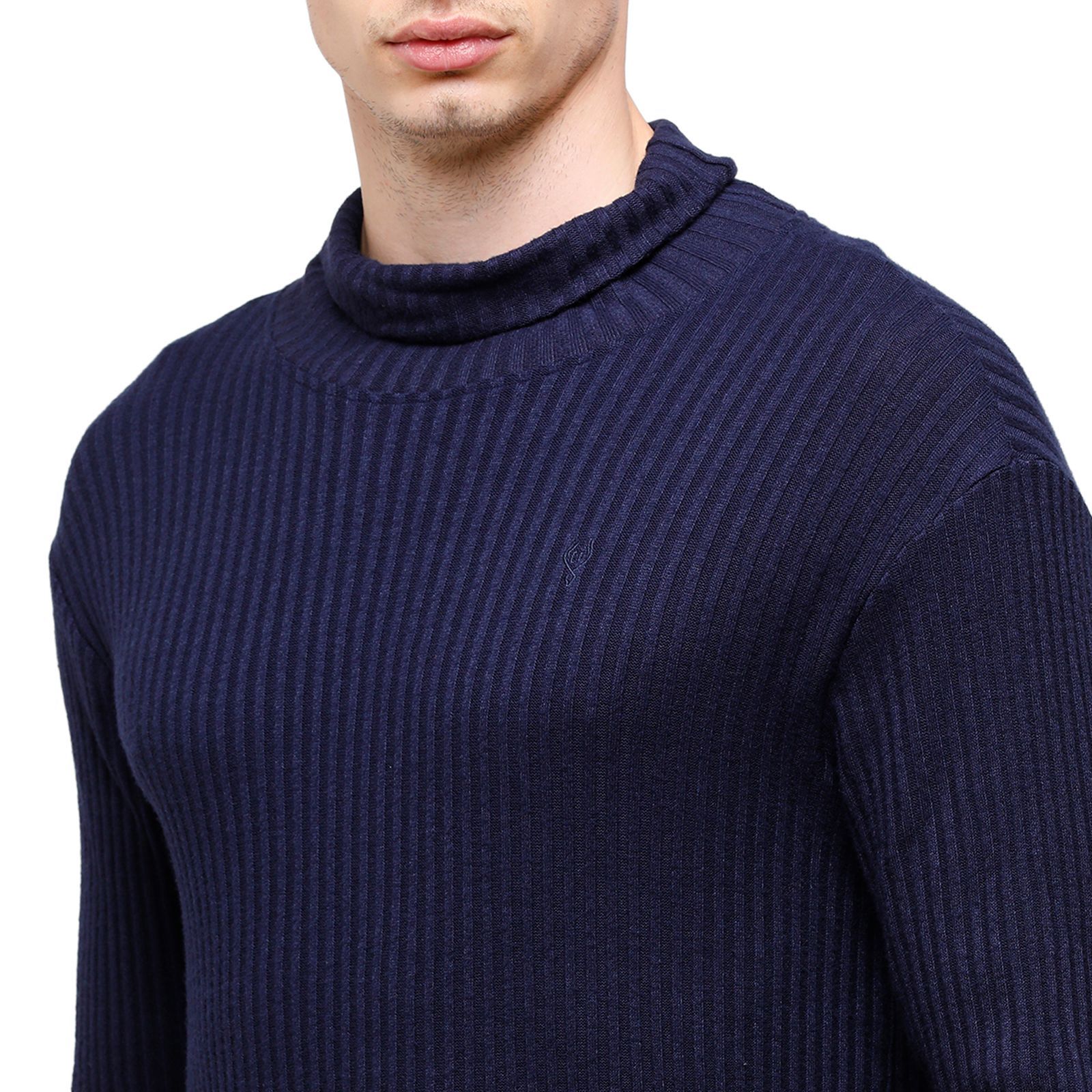Classic Polo Men's Solid Navy Full Sleeve Slim Fit Henley T-Shirt ( VERNO - 272 B SF HN ) T-Shirt Classic Polo 