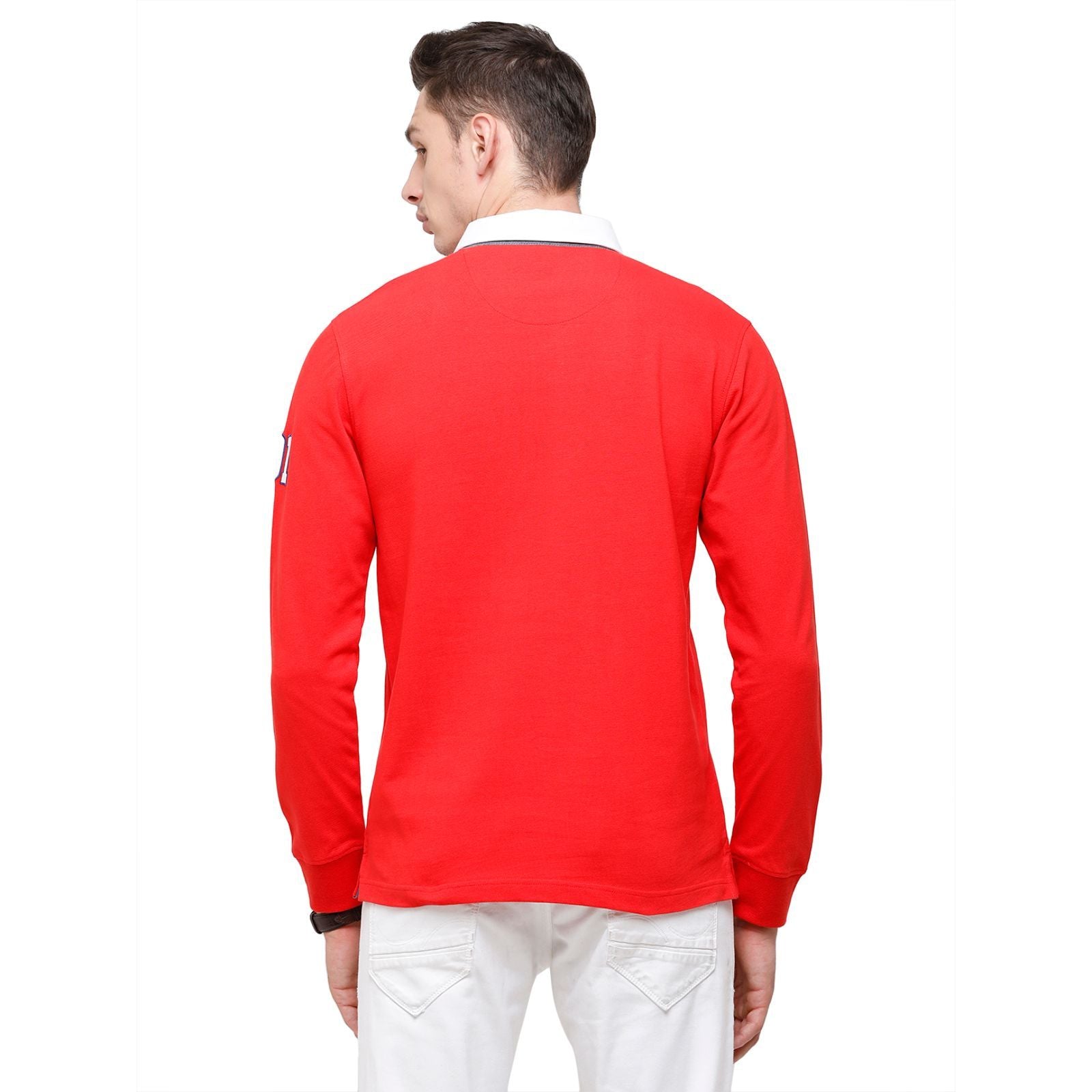 Classic Polo Men's Solid Red Polo Full Sleeve Slim Fit T-Shirt - VERNO - 251 A SF P T-Shirt Classic Polo 