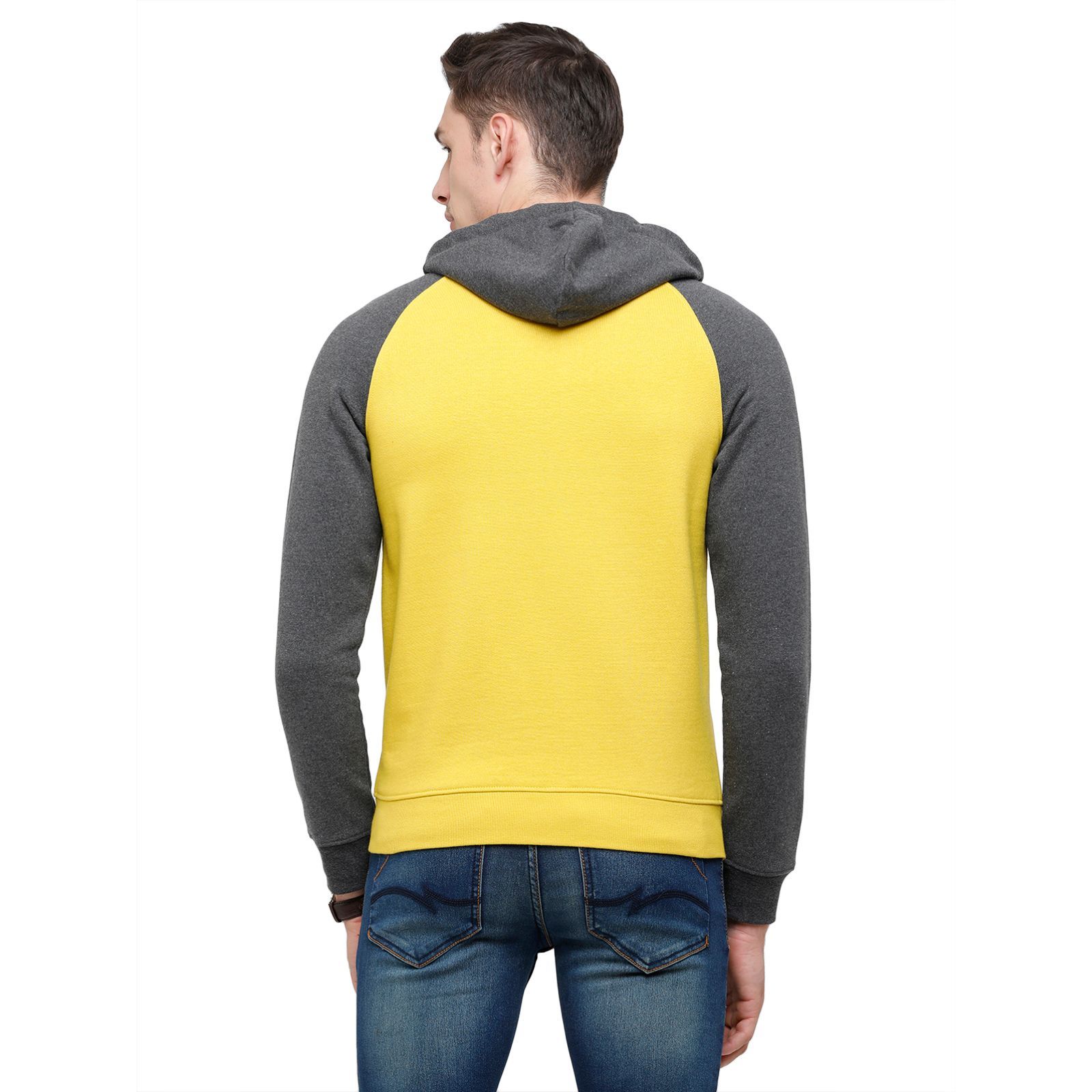 Classic Polo Men's Printed Full Sleeve yellow & Grey Hood Sweat Shirt - CPSS - 327 B Sweat Shirts Classic Polo 