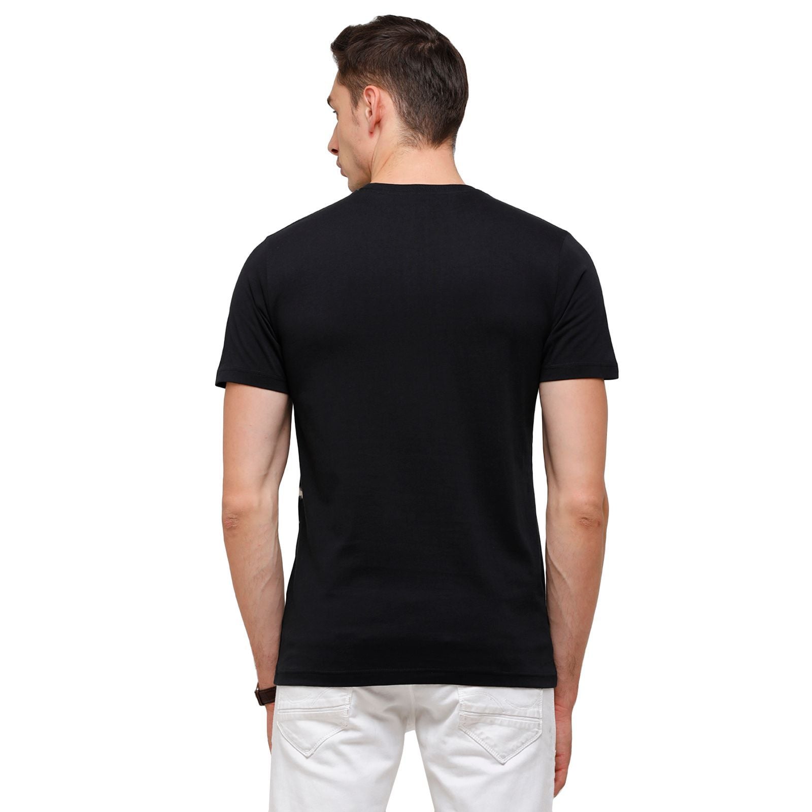 Classic Polo Mens Printed Half Sleeve 100% Cotton Black Crew Neck T-Shirt ( BALENO - 394 A SF C ) T-Shirt Classic Polo 