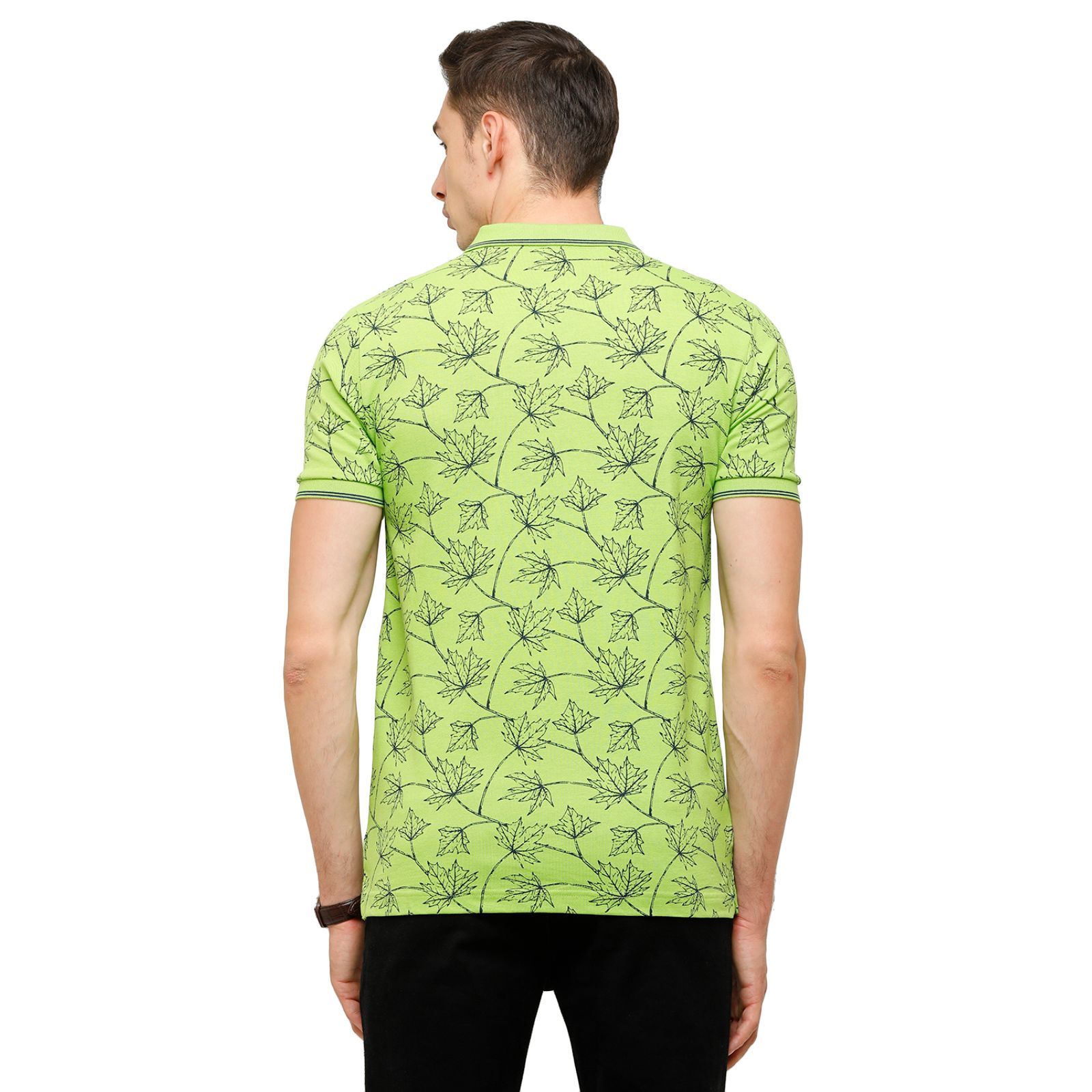 Classic Polo Mens Printed Half Sleeve 100% Cotton Green Polo Neck T-Shirt ( BEAU - 142 A SF P ) T-Shirt Classic Polo 