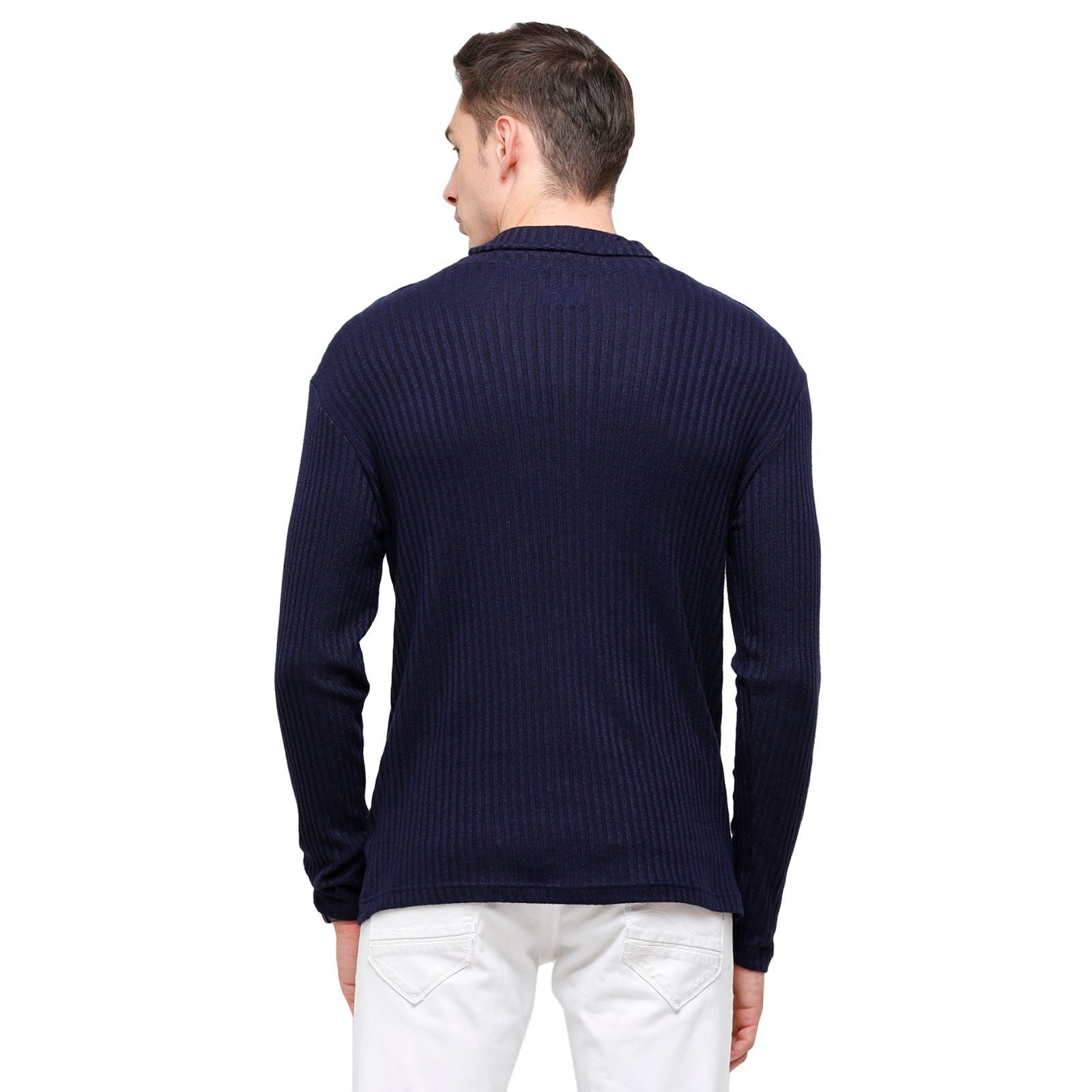Classic Polo Men's Solid Navy Full Sleeve Slim Fit Henley T-Shirt ( VERNO - 272 B SF HN ) T-Shirt Classic Polo 