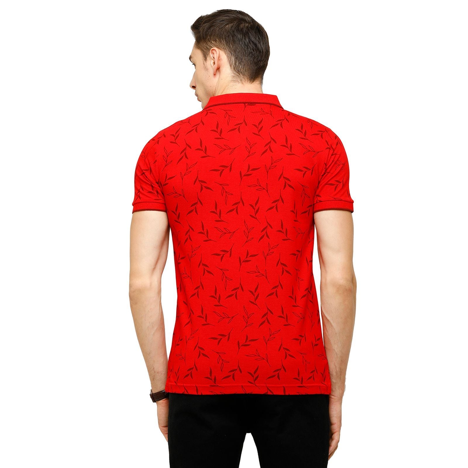 Classic Polo Mens Printed Half Sleeve 100% Cotton Red Polo Neck T-Shirt ( BEAU - 150 A SF P ) T-Shirt Classic Polo 