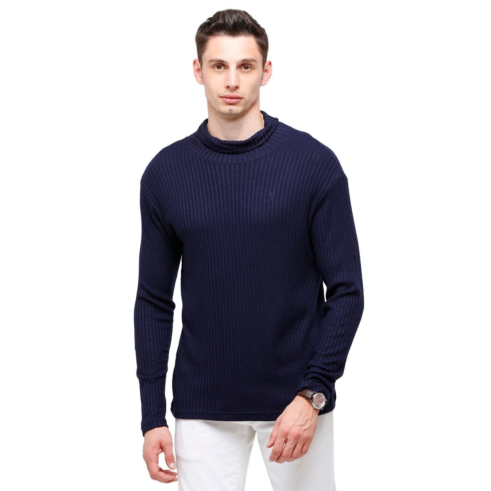 Classic Polo Men's Solid Navy Full Sleeve Slim Fit Henley T-Shirt ( VERNO - 272 B SF HN ) T-Shirt Classic Polo 