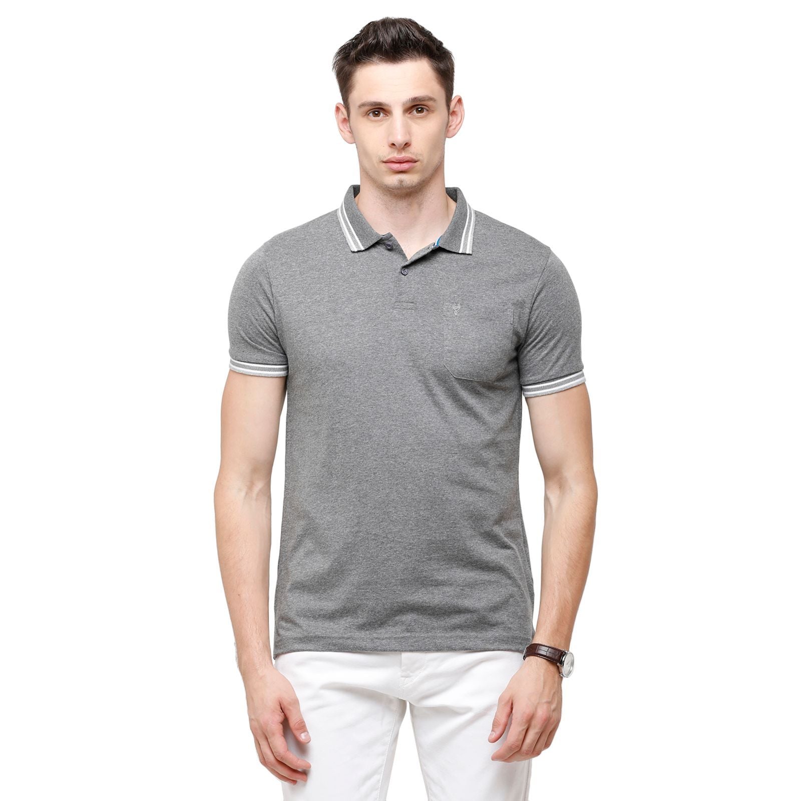 Classic polo Men's Dark Grey Sporty Polo Half Sleeve Slim Fit T-Shirt - Pristo Anthra Mel T-Shirt Classic Polo 