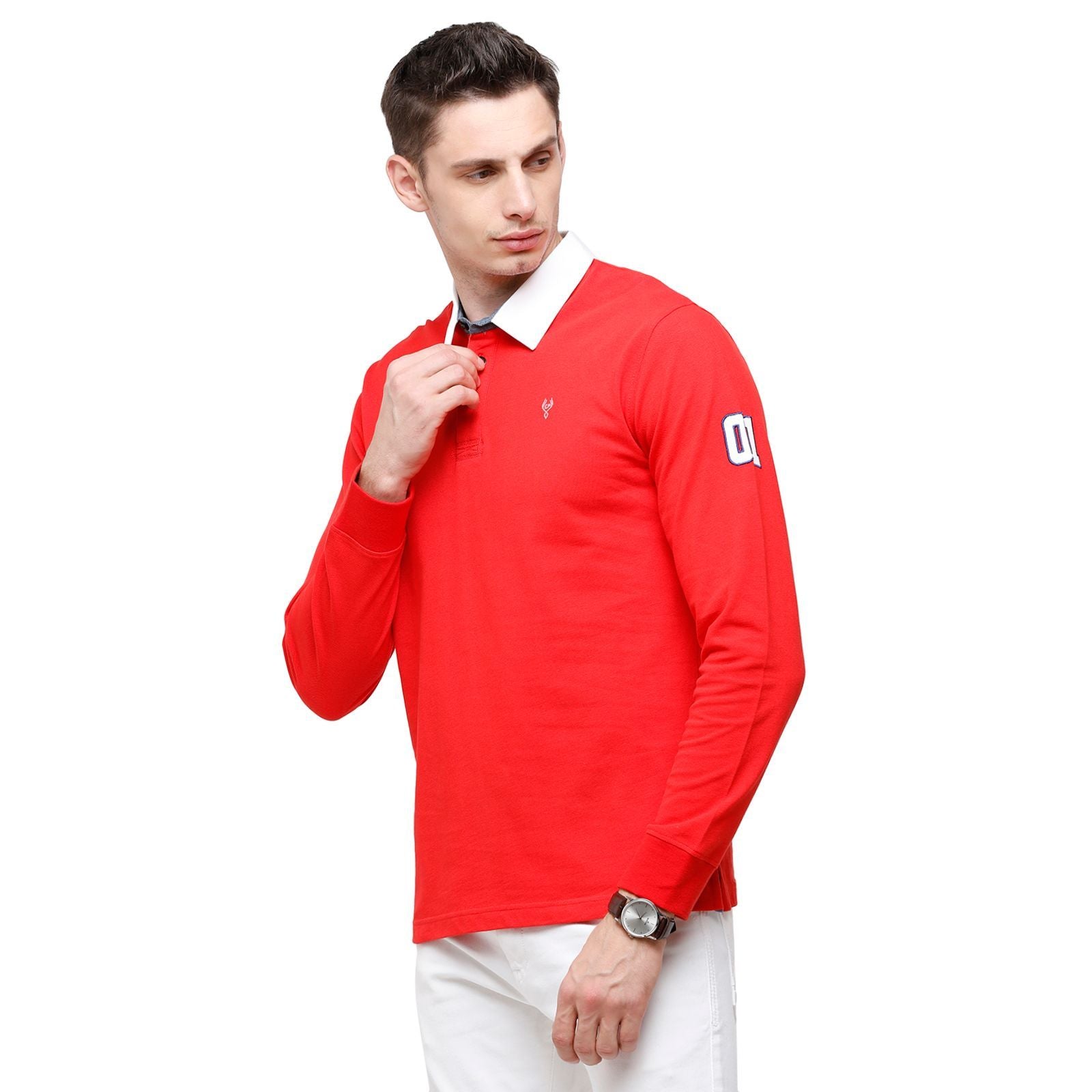 Classic Polo Men's Solid Red Polo Full Sleeve Slim Fit T-Shirt - VERNO - 251 A SF P T-Shirt Classic Polo 