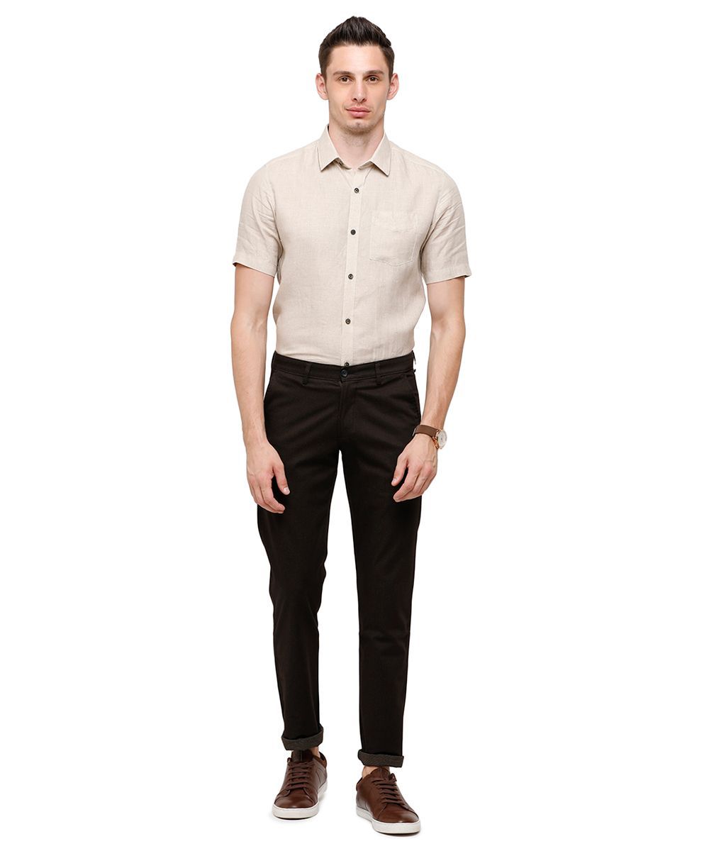 Classic Polo Mens Solid Cotton Blended Black Trousers ( TM2-06 A-BLK-SL-LY ) classic polo trousers Classic Polo 