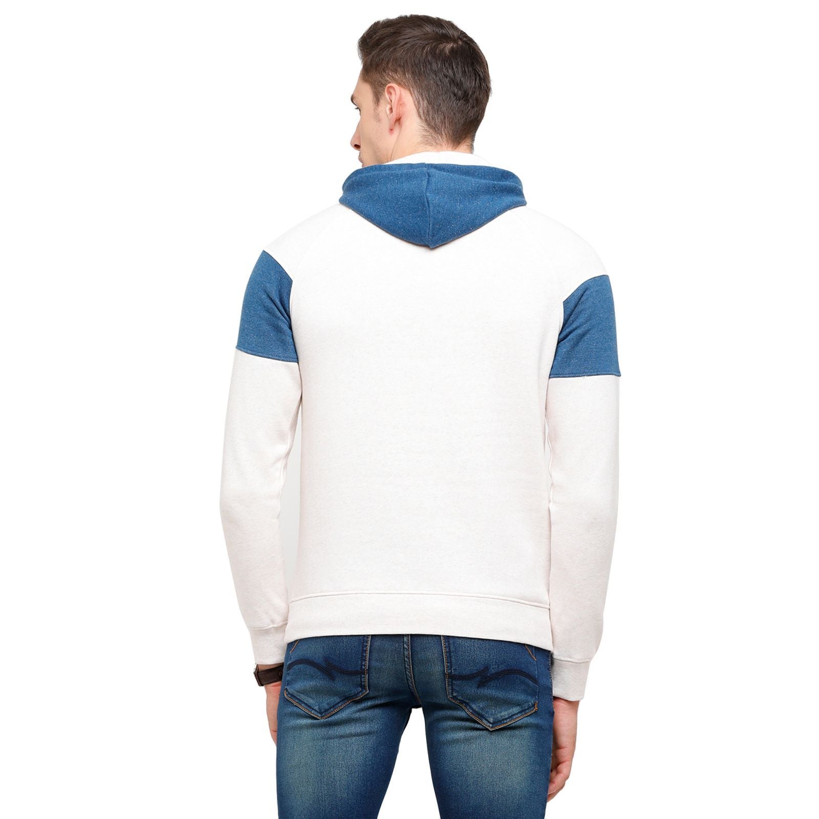 Classic Polo Men's Printed Full Sleeve White & Blue Hood Sweat Shirt - CPSS - 332A Sweat Shirts Classic Polo 