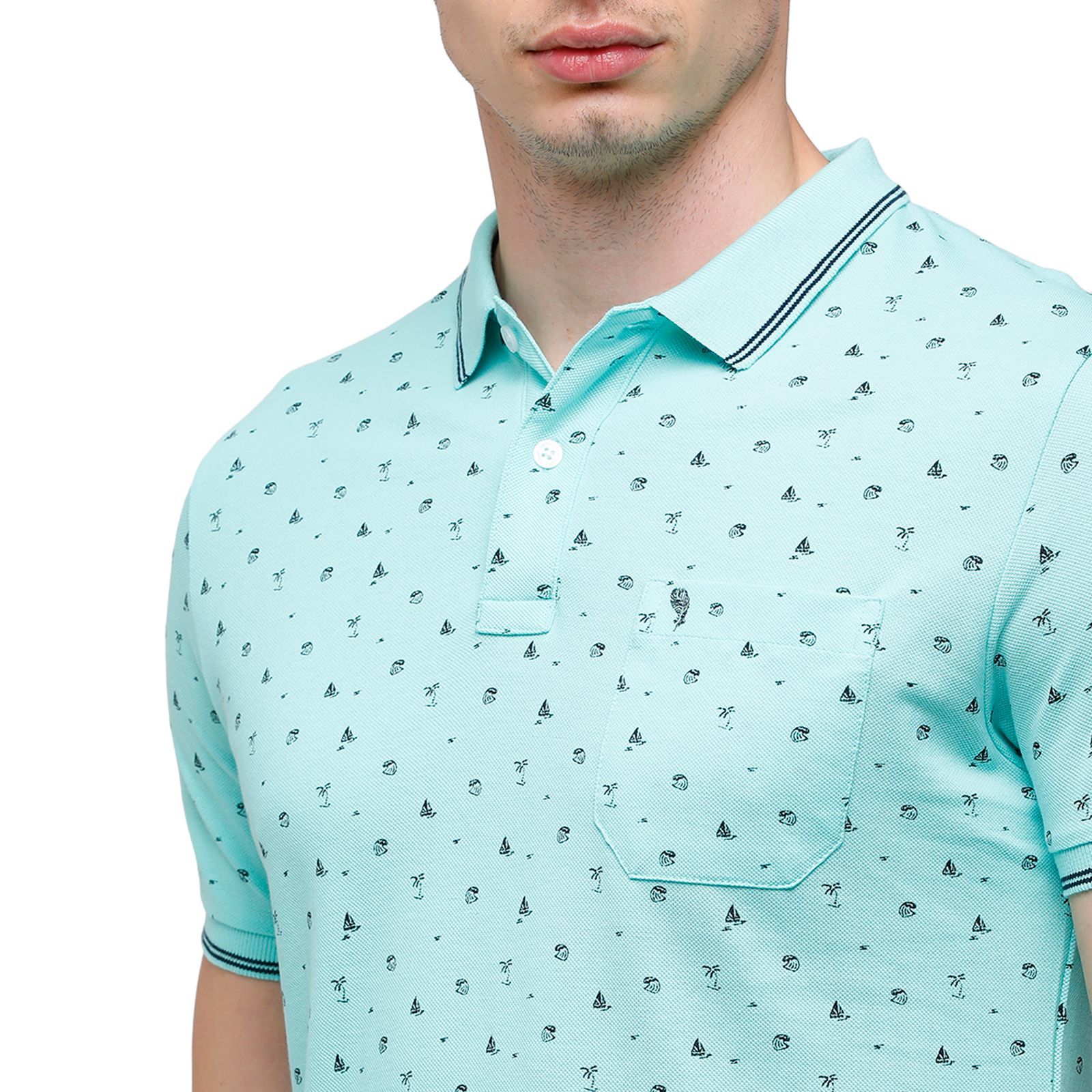 Swiss Club Mens Printed Half Sleeve 100% Cotton Turqouise Crew Neck T-Shirt ( CUB - 40 B SF C ) T-Shirt Swiss Club 