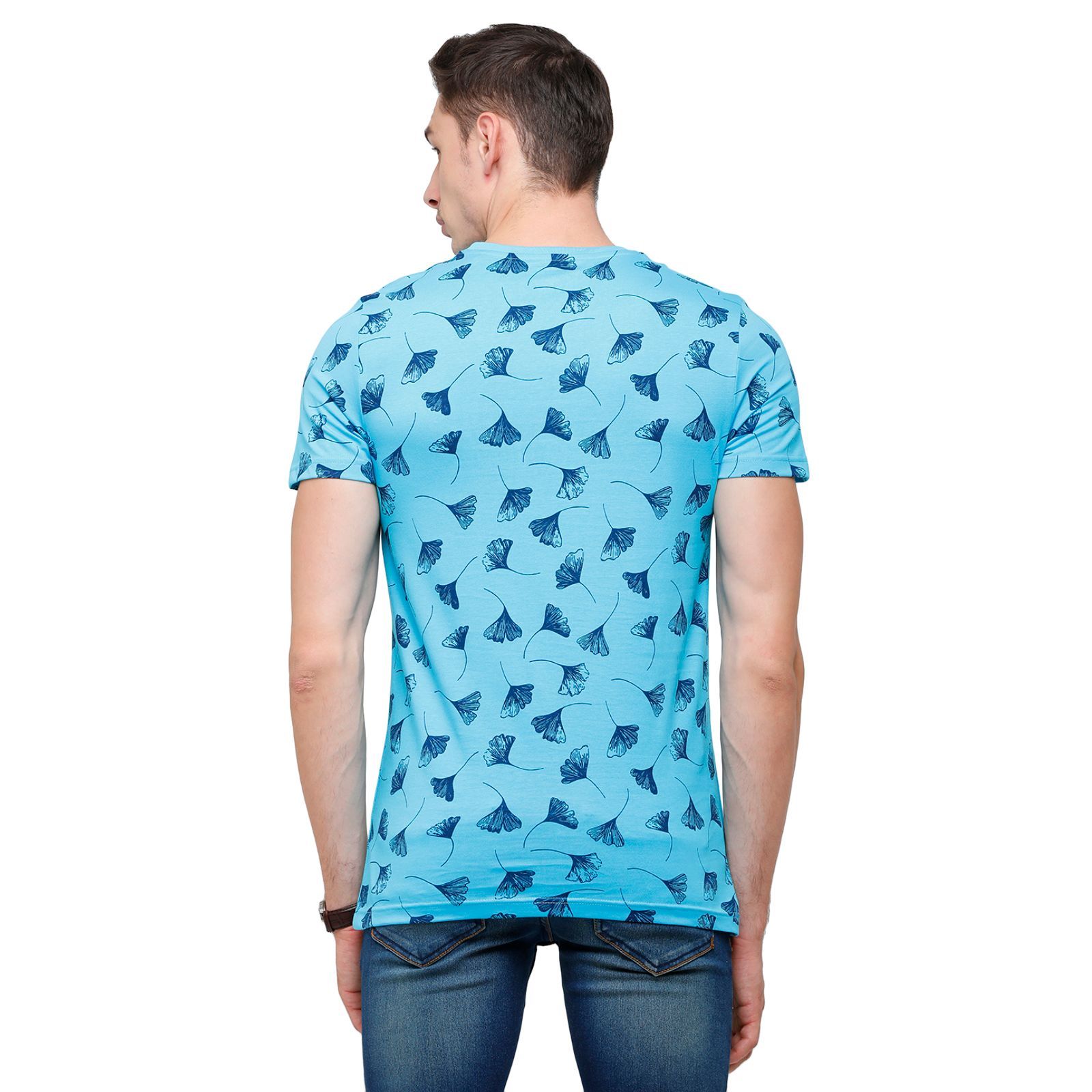 Swiss Club Mens Printed Half Sleeve 100% Cotton Turqouise Crew Neck T-Shirt ( CUB - 40 B SF C ) T-Shirt Swiss Club 