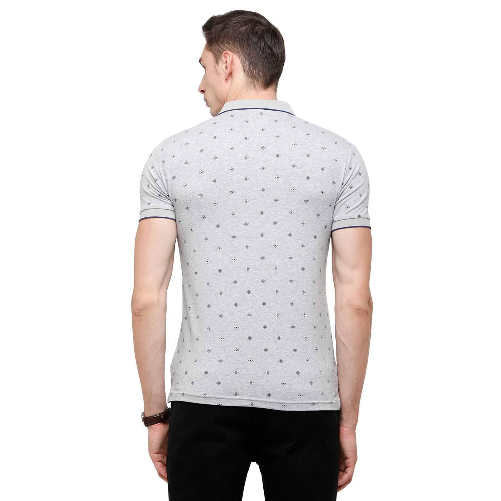 Classic Polo Mens Printed Half Sleeve 100% Cotton Grey Polo Neck T-Shirt ( BELLO - 160 B SF P ) T-Shirt Classic Polo 