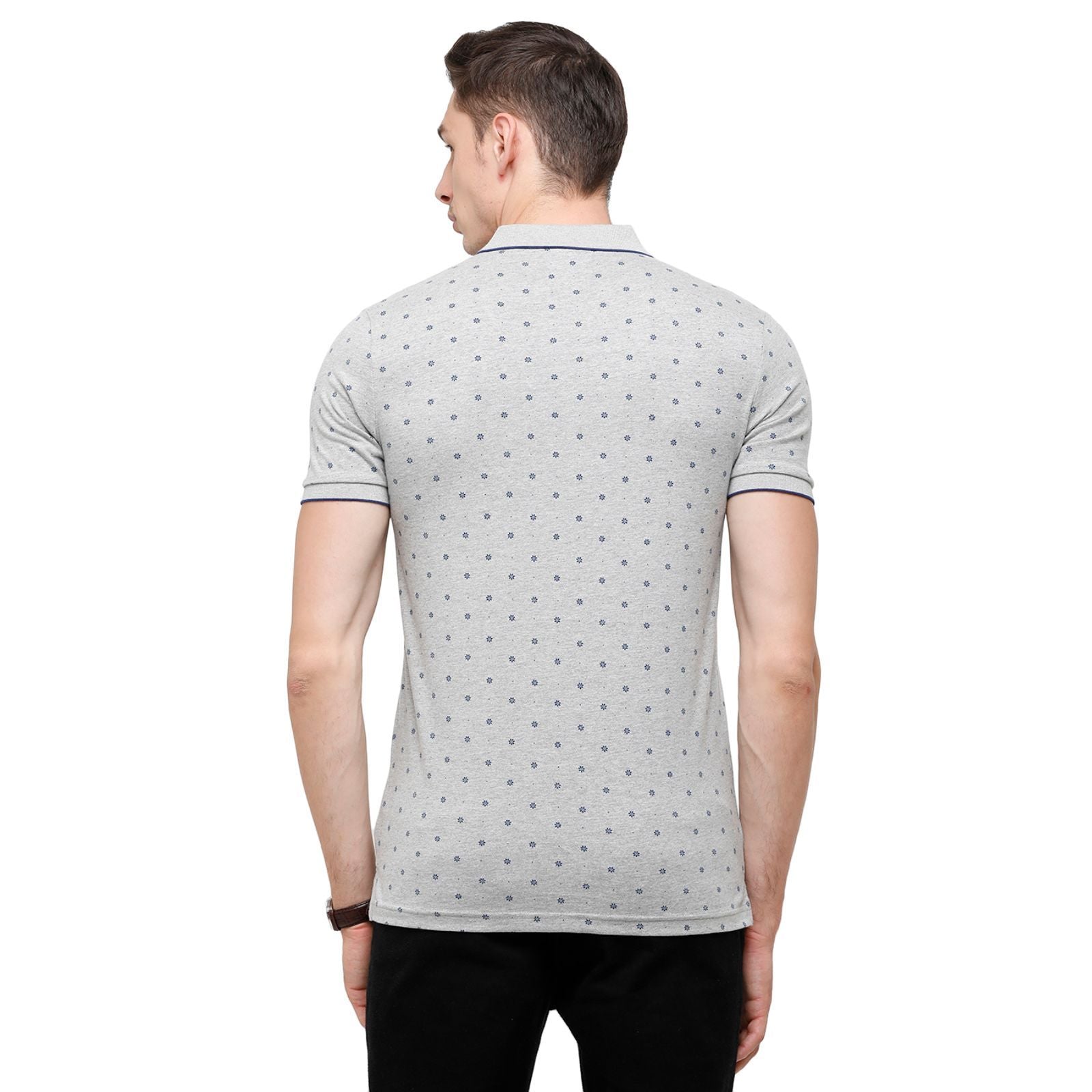 Classic Polo Mens Printed Half Sleeve 100% Cotton Grey Polo Neck T-Shirt ( BELLO - 156 A SF P ) T-Shirt Classic Polo 