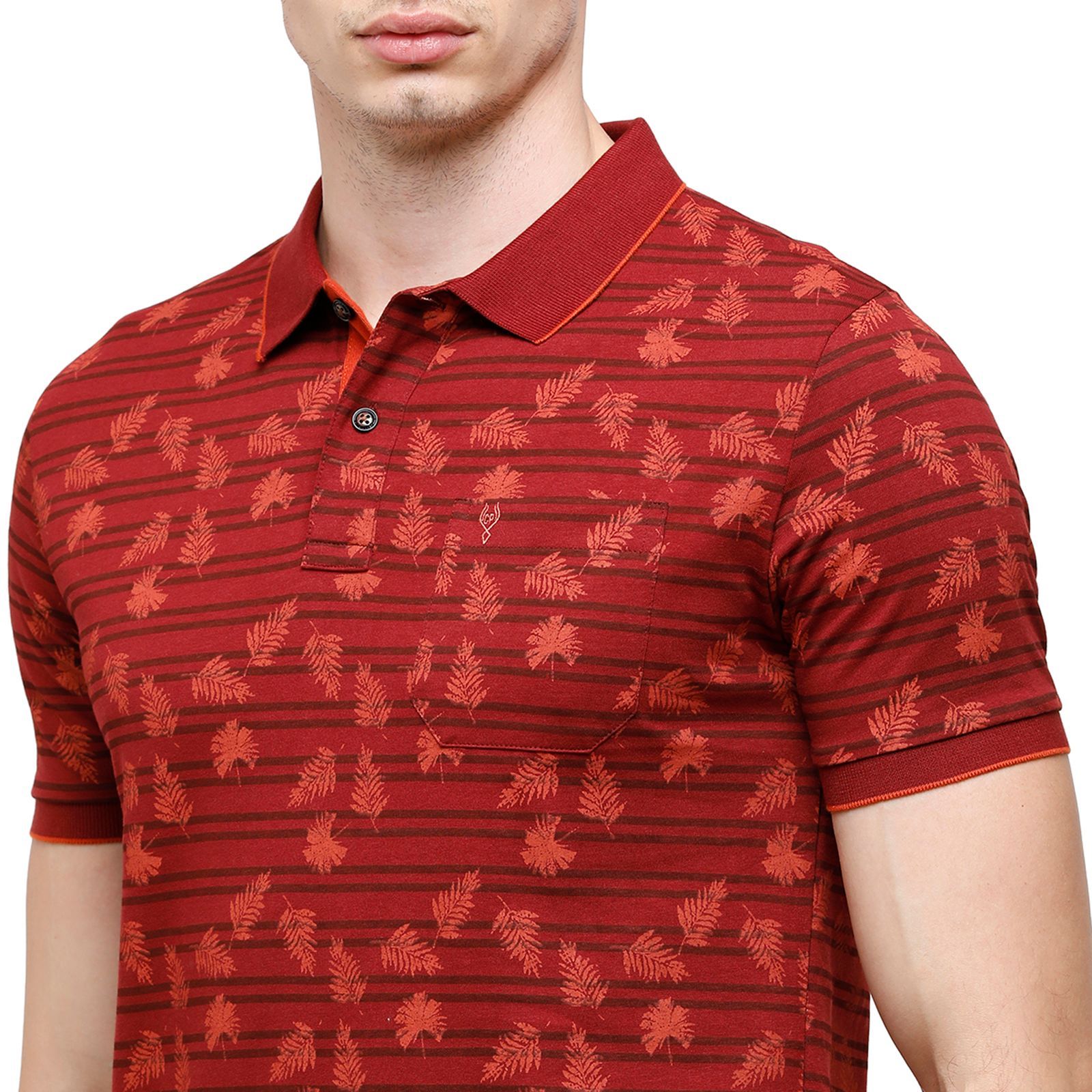 Classic Polo Mens Printed Half Sleeve 100% Cotton Red Polo Neck T-Shirt ( BELLO - 154 B SF P ) T-Shirt Classic Polo 