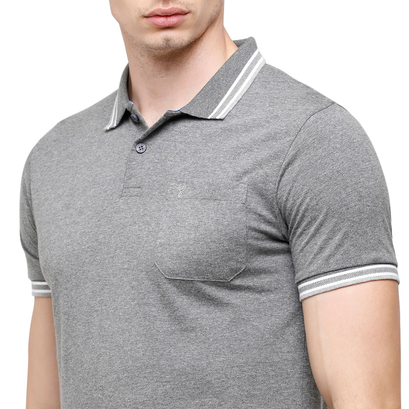 Classic polo Men's Dark Grey Sporty Polo Half Sleeve Slim Fit T-Shirt - Pristo Anthra Mel T-Shirt Classic Polo 