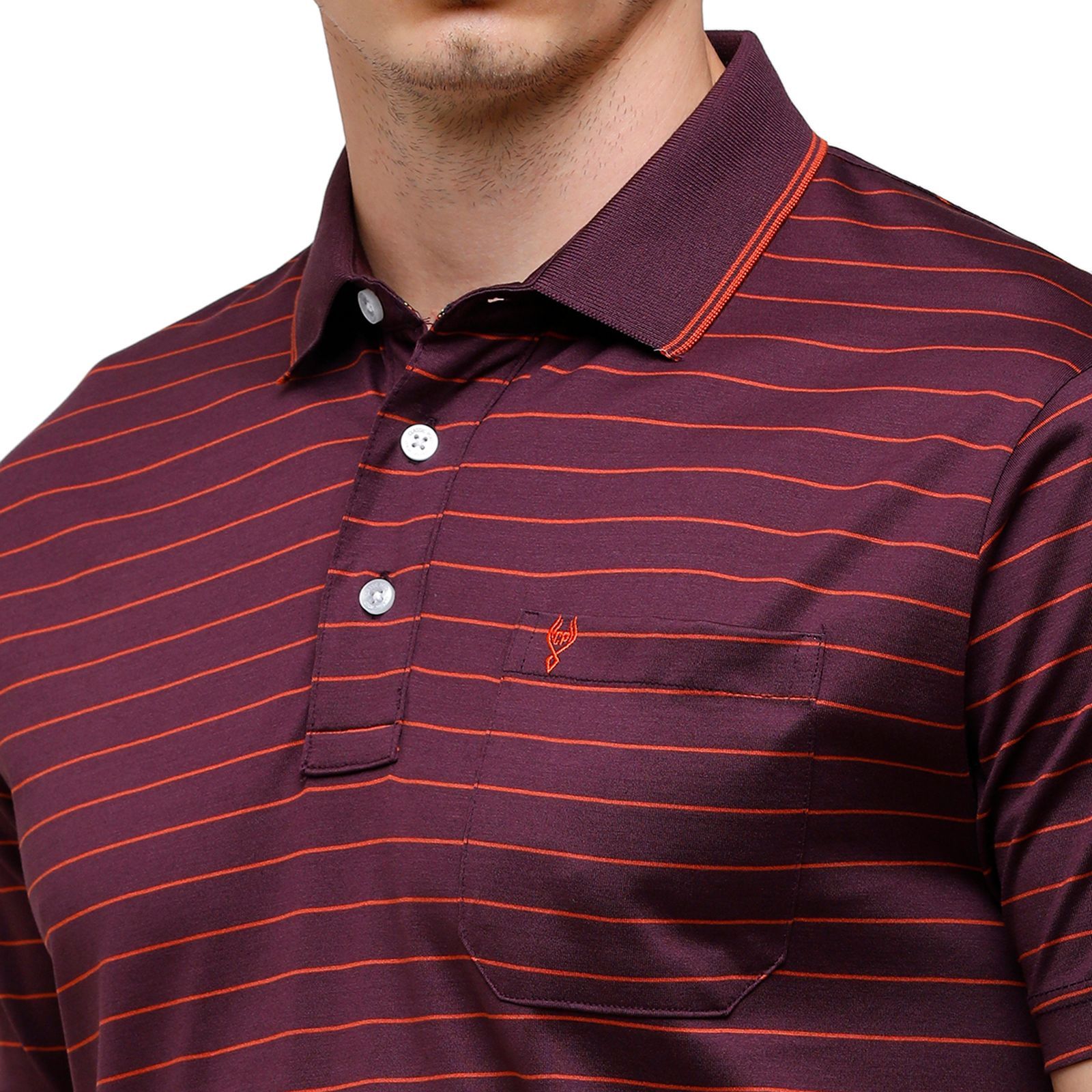 Classic Polo Men's Striped Authentic Fit Half Sleeve Premium Maroon Stripe T-Shirt - Ultimo - 257 A T-Shirt Classic Polo 