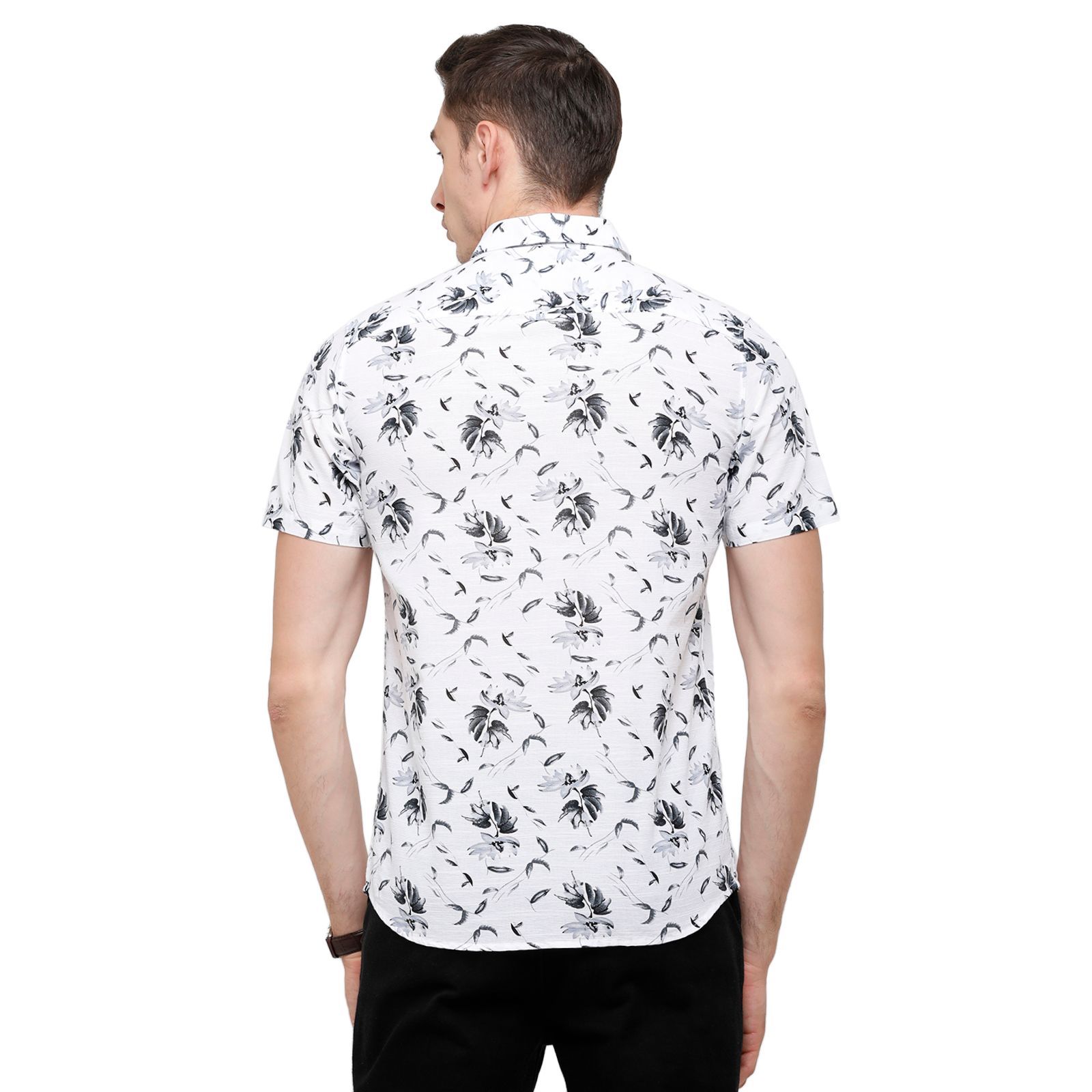 Swiss Club Mens Solid Half Sleeve 100% Cotton White Polo Neck Woven Shirt ( S-SC-75 A-HS-SLD-SF ) Shirts Swiss Club 