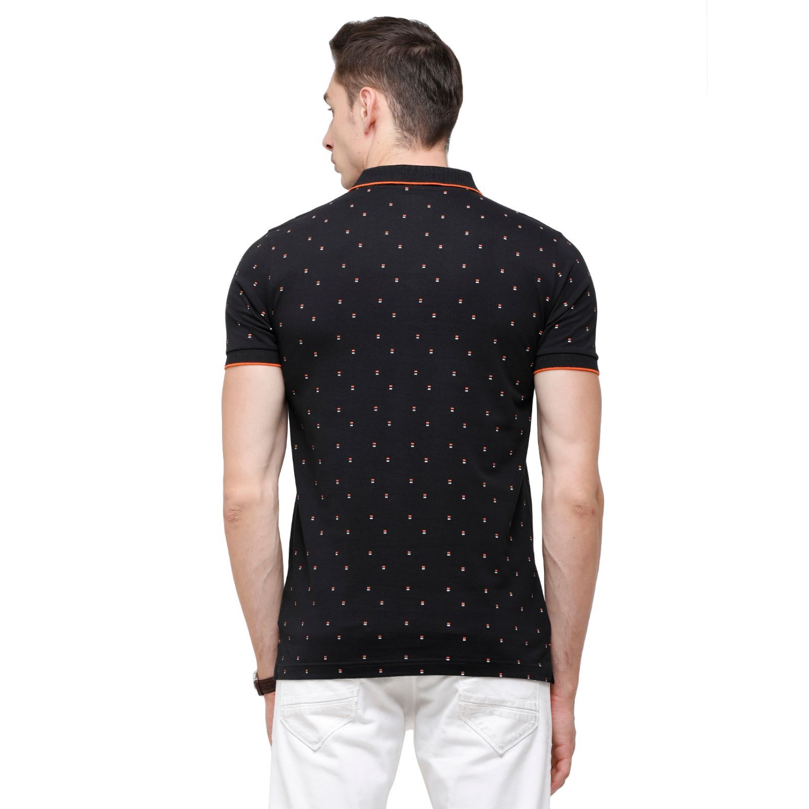 Classic Polo Mens Printed Half Sleeve 100% Cotton Black Polo Neck T-Shirt ( BELLO - 159 B SF P ) T-Shirt Classic Polo 