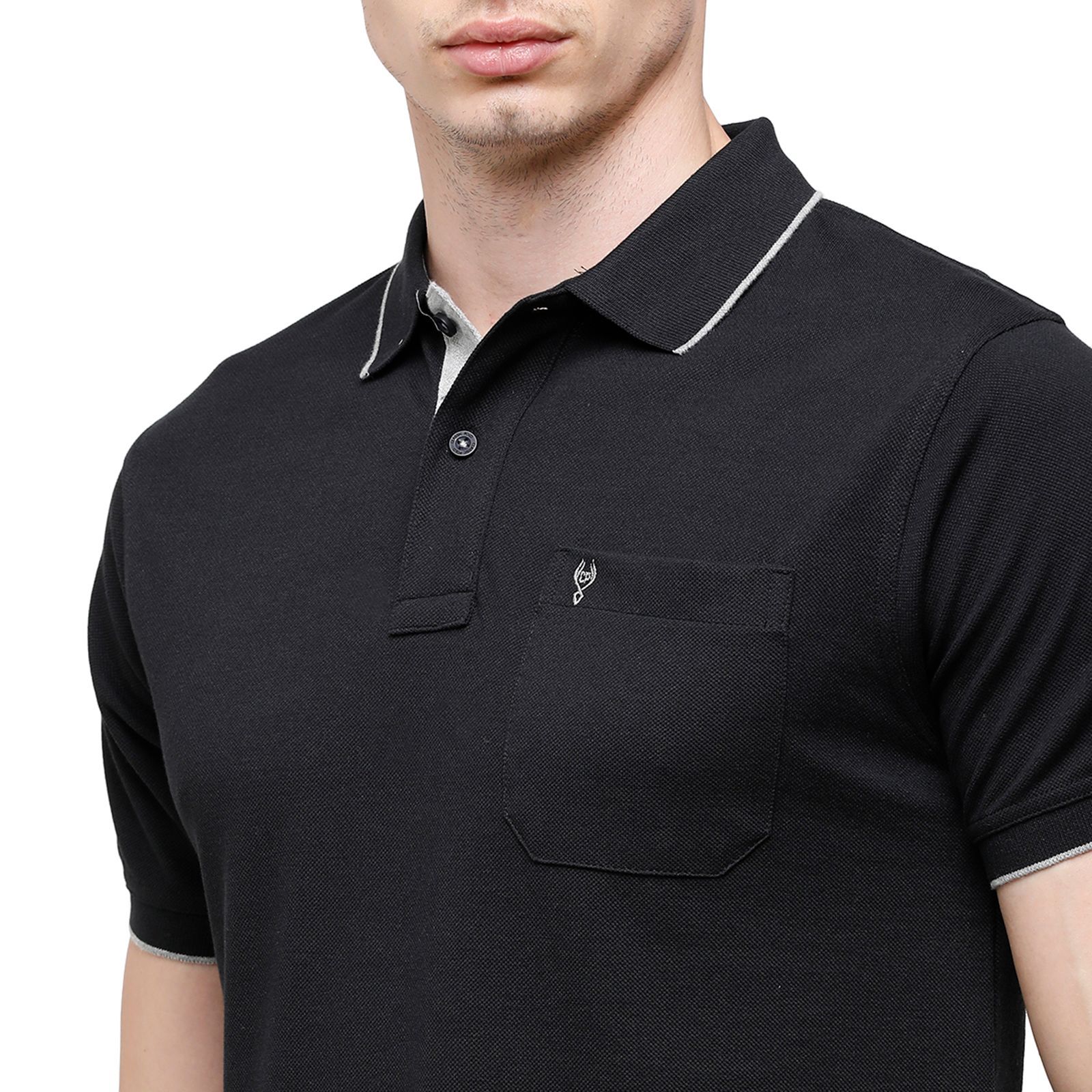 Classic polo Men's Black Smart Double Pique Polo Half Sleeve Authentic Fit T-Shirt Nova - Black T-Shirt Classic Polo 