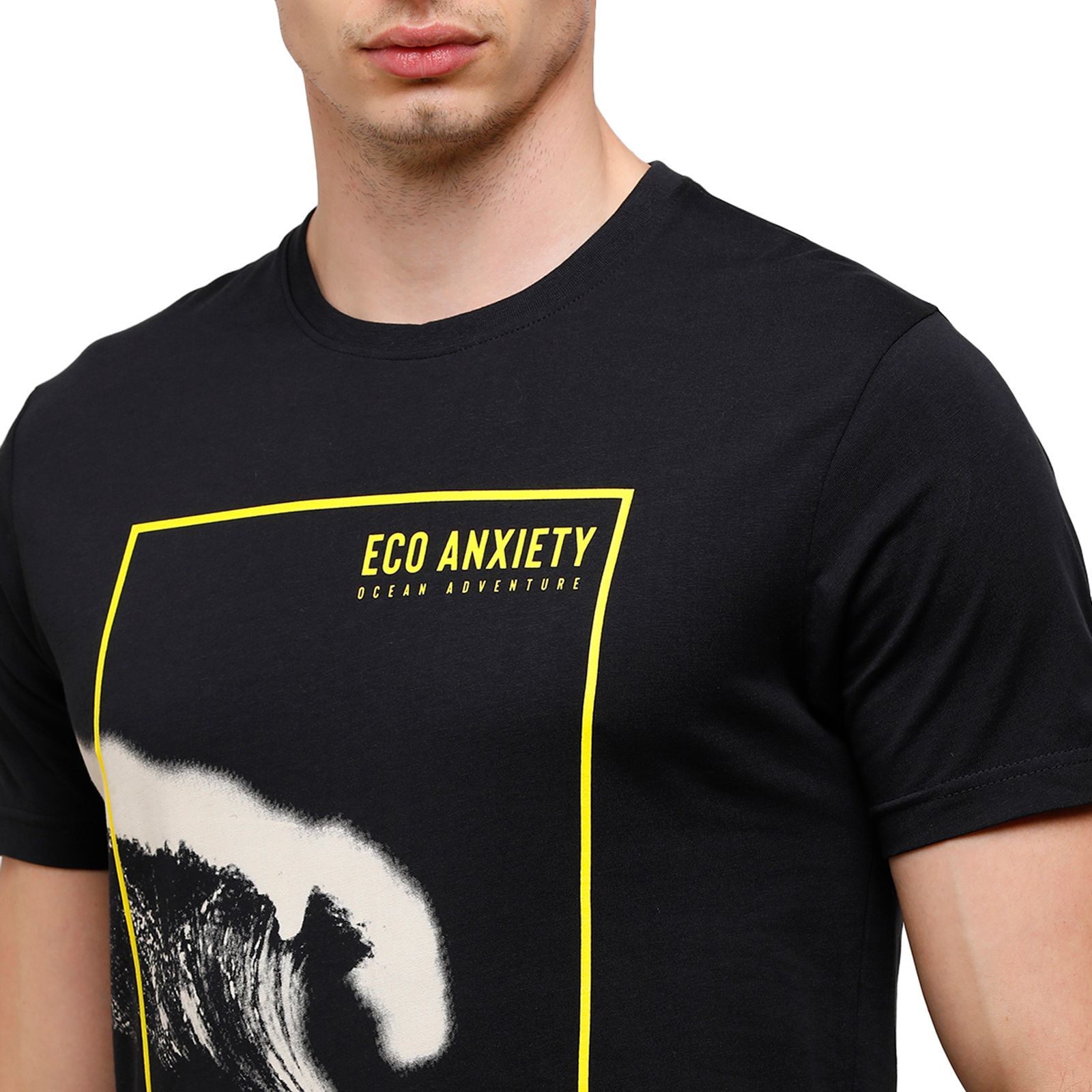 Classic Polo Mens Printed Half Sleeve 100% Cotton Black Crew Neck T-Shirt ( BALENO - 394 A SF C ) T-Shirt Classic Polo 